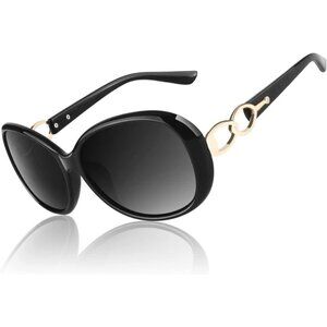 🆕 Women Black Trendy Oversized Sunglasses Ladies Polarized Big Frame Shades